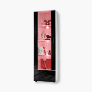 Vitrine Armoire Alessandria, noir/blanc, LED RVB