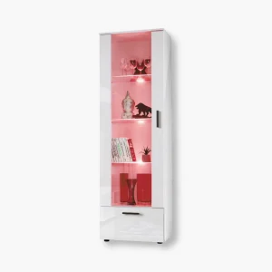 Vitrine Armoire Alessandria, blanc/blanc, LED RVB