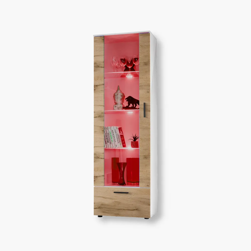Alessandria-RGB-White-Wotan-1.webp Vitrine Armoire Alessandria, Wotan/blanc, éclairage LED RVB – Image 1