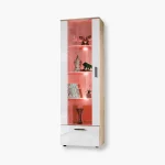 Présentoir sur pied Alessandria, blanc/wotan, éclairage LED RVB