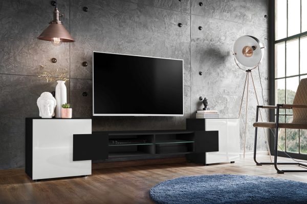 Armoire RTV Merano, Noir/Blanc – Image 2