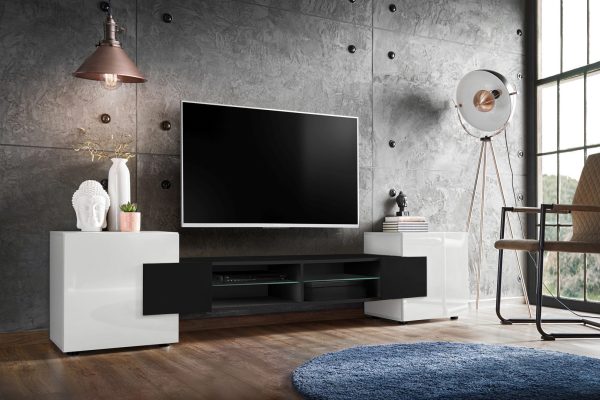 Armoire RTV Merano, blanc/noir – Image 2