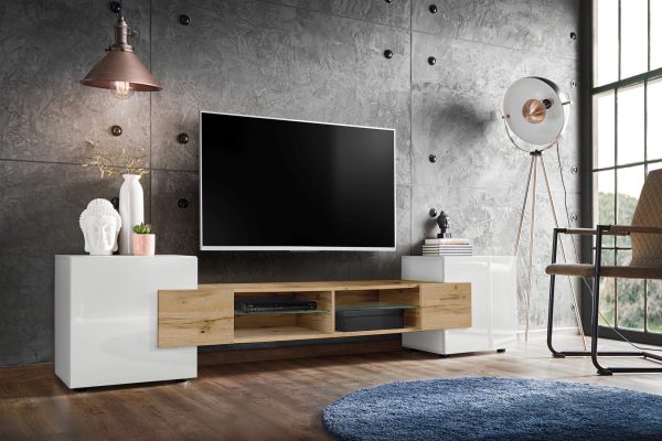 Armoire RTV Merano, Blanc/Wotan – Image 2