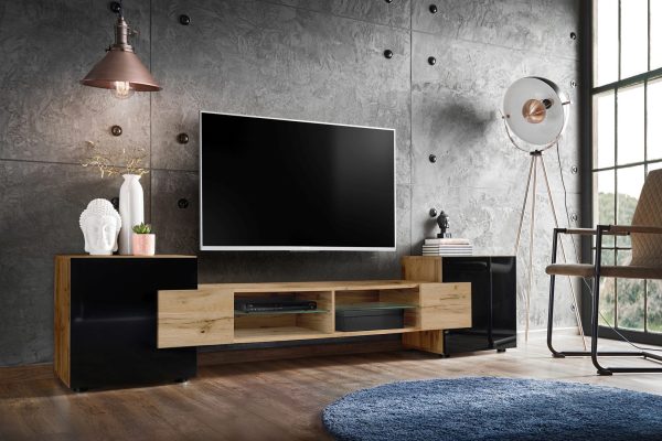 Armoire RTV Merano, Wotan/Noir – Image 2