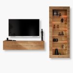 Ensemble de Meubles TV Como, Chêne - Miel truffé, LED RVB