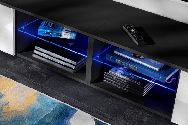 Ensemble de meubles RTV Varallo, Blanc/Noir LED RVB – Image 10