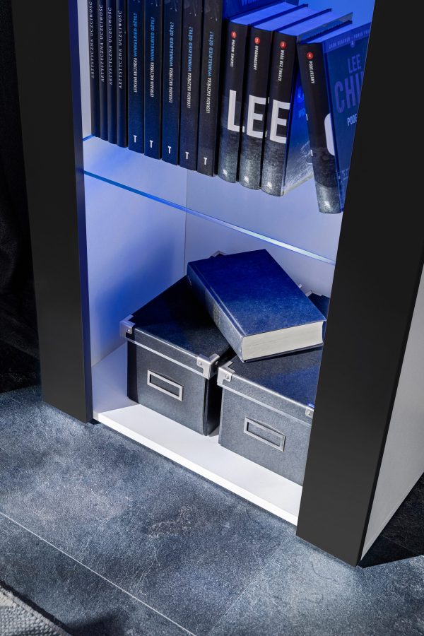Armoire Tivoli, Noir/Blanc Eclairage LED Bleu – Image 5