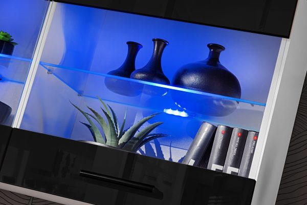 Étagère suspendue Savona, noir/blanc, éclairage LED RVB – Image 4