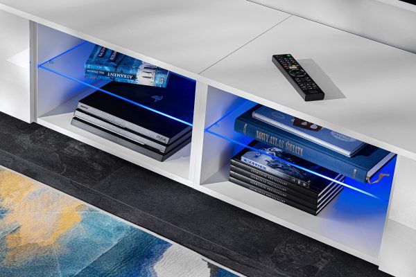 Varallo RTV Ensemble de meubles, blanc/blanc, LED bleu – Image 10