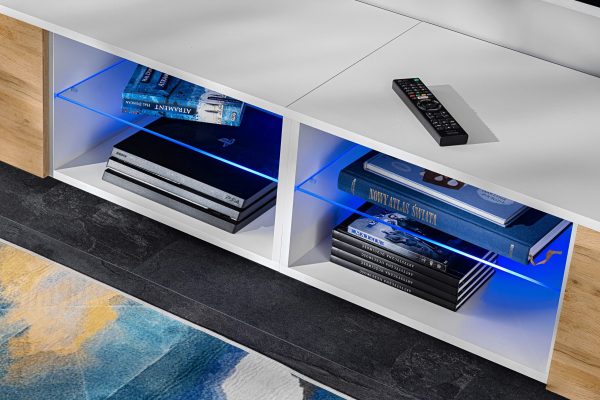 Ensemble de meubles RTV Varallo, Wotan/Blanc LED RVB – Image 10