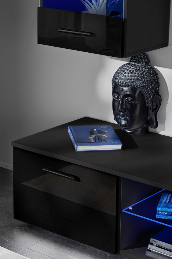 Ensemble de meubles RTV Varallo, Noir/Noir LED RVB – Image 9