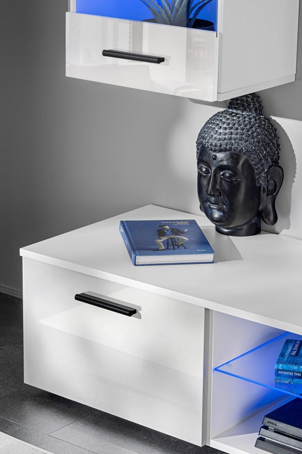 Varallo RTV Ensemble de meubles, blanc/blanc, LED bleu – Image 9
