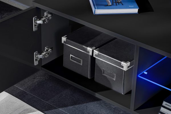 Varallo RTV Ensemble de meubles, noir/noir Éclairage LED bleu – Image 8