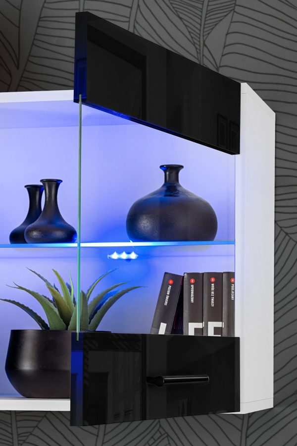 Étagère suspendue Savona, noir/blanc, éclairage LED RVB – Image 6