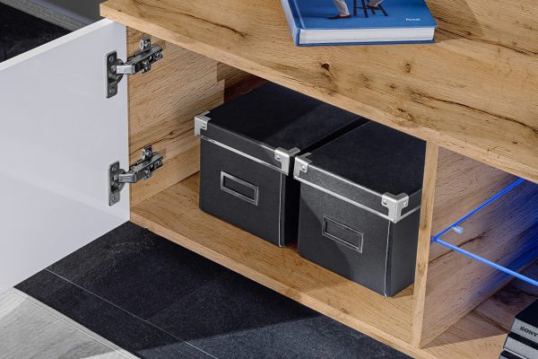 Ensembles de Meubles TV Varallo, Blanc/Wotan, LED RVB – Image 8