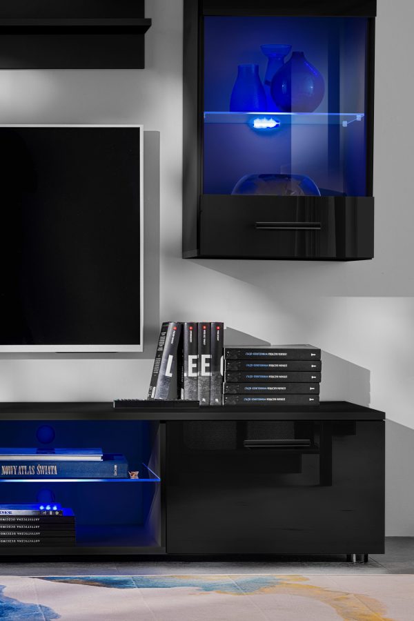 Varallo RTV Ensemble de meubles, noir/noir Éclairage LED bleu – Image 7