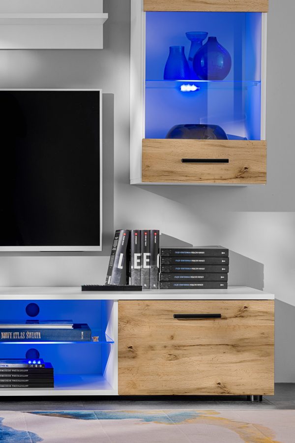 Ensemble de meubles RTV Varallo, Wotan/Blanc LED RVB – Image 7