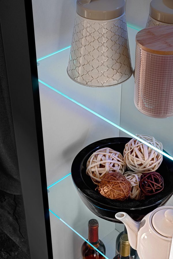 Armoire Tivoli, Noir/Blanc Eclairage LED Bleu – Image 7