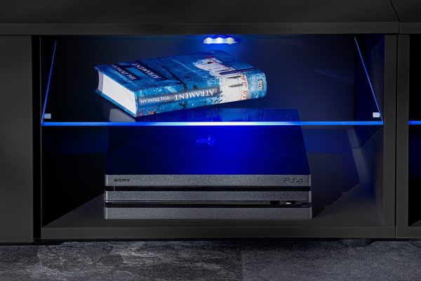 Varallo RTV Ensemble de meubles, noir/noir Éclairage LED bleu – Image 4