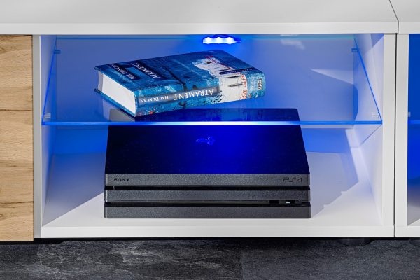 Varallo RTV Furniture Set, Wotan/White LED Lighting Blue – Image 4