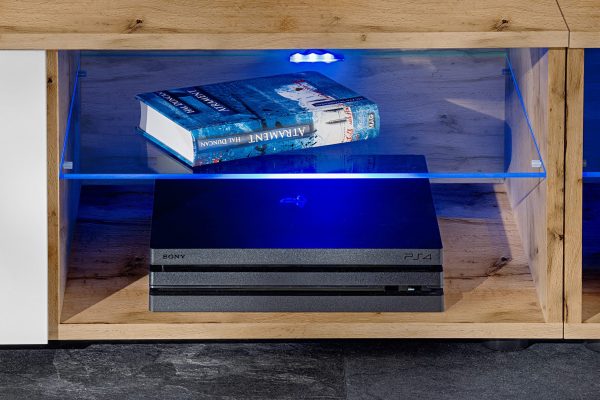 Ensembles de Meubles TV Varallo, Blanc/Wotan, LED RVB – Image 4