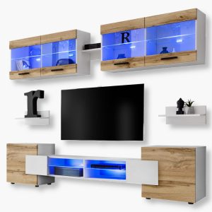 Ensemble de meubles RTV Foggia, Wotan/éclairage LED blanc bleu