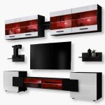 Ensemble de meubles RTV Foggia, blanc/noir LED RVB