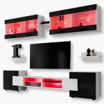 Ensemble de meubles RTV Foggia, Noir/Blanc LED RVB