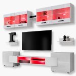 Ensemble de meubles RTV Foggia, blanc/éclairage LED RVB blanc