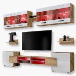 Ensemble de meubles RTV Foggia, blanc/Wotan Éclairage LED RVB