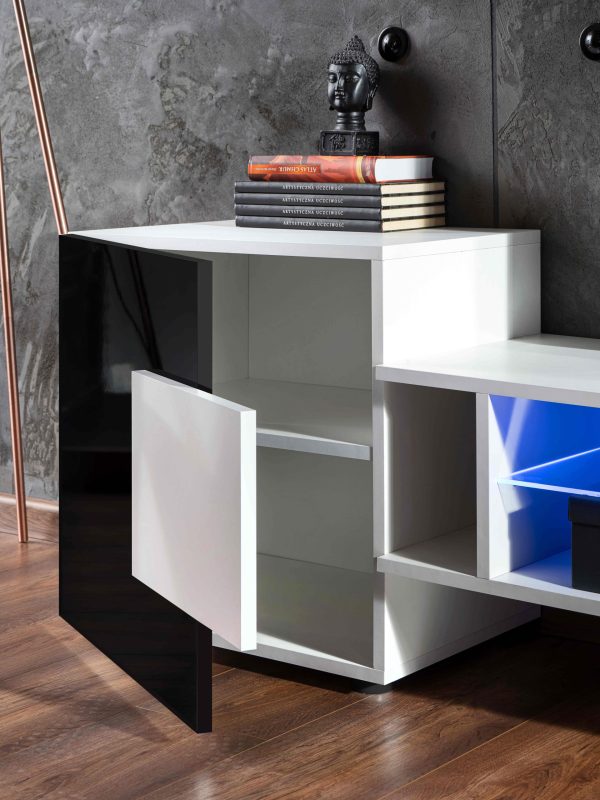 Armoire Merano RTV, blanc/wotan éclairage LED RVB – Image 4