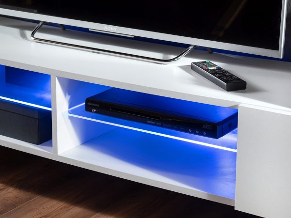 Armoire Merano RTV, blanc/noir, éclairage LED RVB – Image 6