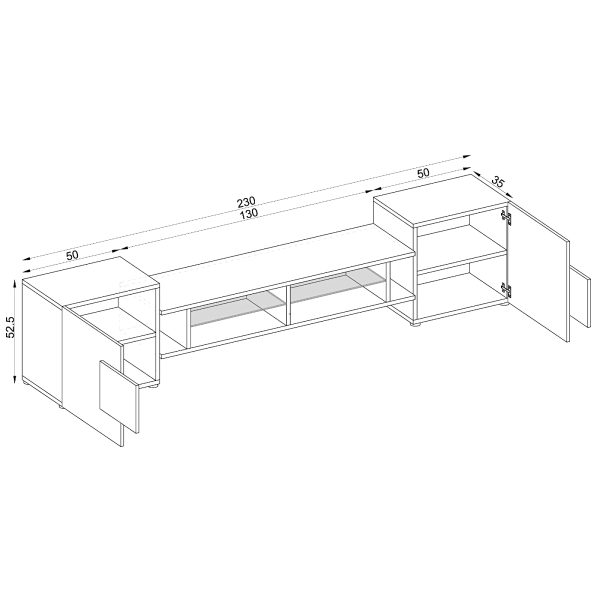 Armoire Merano RTV, blanc/wotan éclairage LED RVB – Image 2