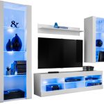 Ensemble de meubles RTV Tivoli Medio, blanc/blanc LED bleu