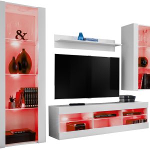 Ensemble de meubles RTV Tivoli Medio, blanc/blanc LED RVB