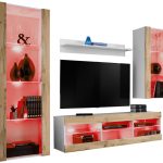 Ensemble de meubles RTV Tivoli Medio, Wotan/Blanc LED RVB