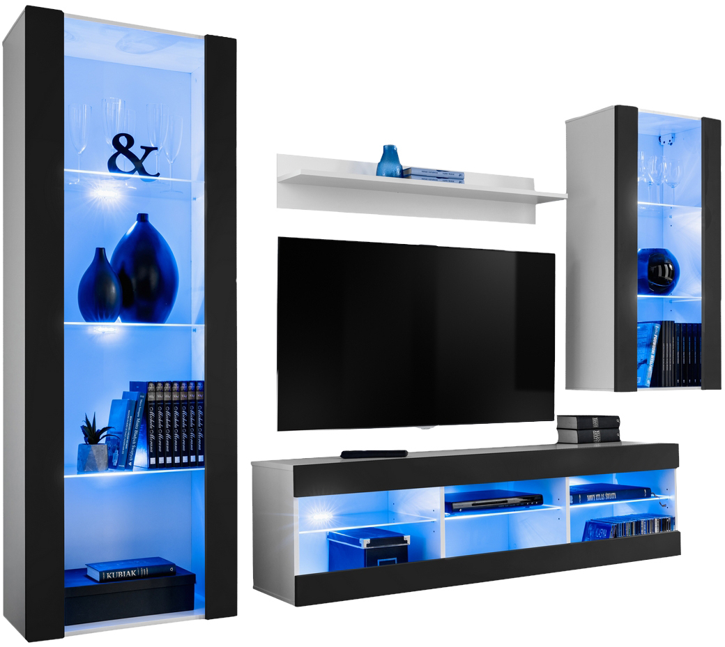 ISETR0100009000L1XXX_00-1 Ensemble de meubles RTV Tivoli Medio, noir/blanc LED bleu – Image 1