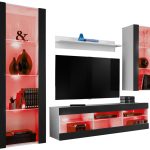 Ensemble de meubles RTV Tivoli Medio, noir/blanc LED RVB