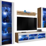 Ensemble de meubles RTV Tivoli Medio, blanc/wotan LED bleu