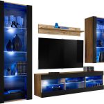 Ensemble de meubles RTV Tivoli Medio, noir/wotan LED bleu