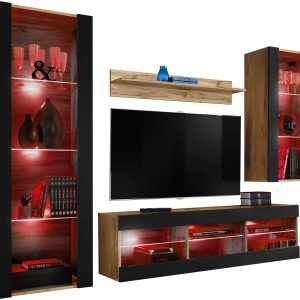 Ensemble de meubles RTV Tivoli Medio, Noir/Wotan LED RVB
