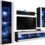 Ensemble de meubles RTV Tivoli Medio, blanc/noir LED bleu