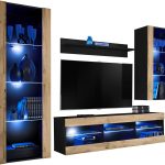 Ensemble de meubles RTV Tivoli Medio, Wotan/noir LED bleu