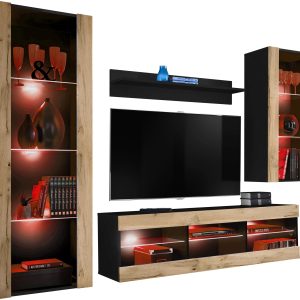 Ensemble de meubles RTV Tivoli Medio, Wotan/Noir LED RVB