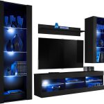Ensemble de meubles RTV Tivoli Medio, noir/noir LED bleu