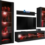 Ensemble de meubles RTV Tivoli Medio, noir/noir LED RVB
