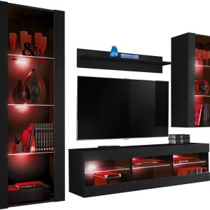 Ensemble de meubles RTV Tivoli Medio, noir/noir LED RVB