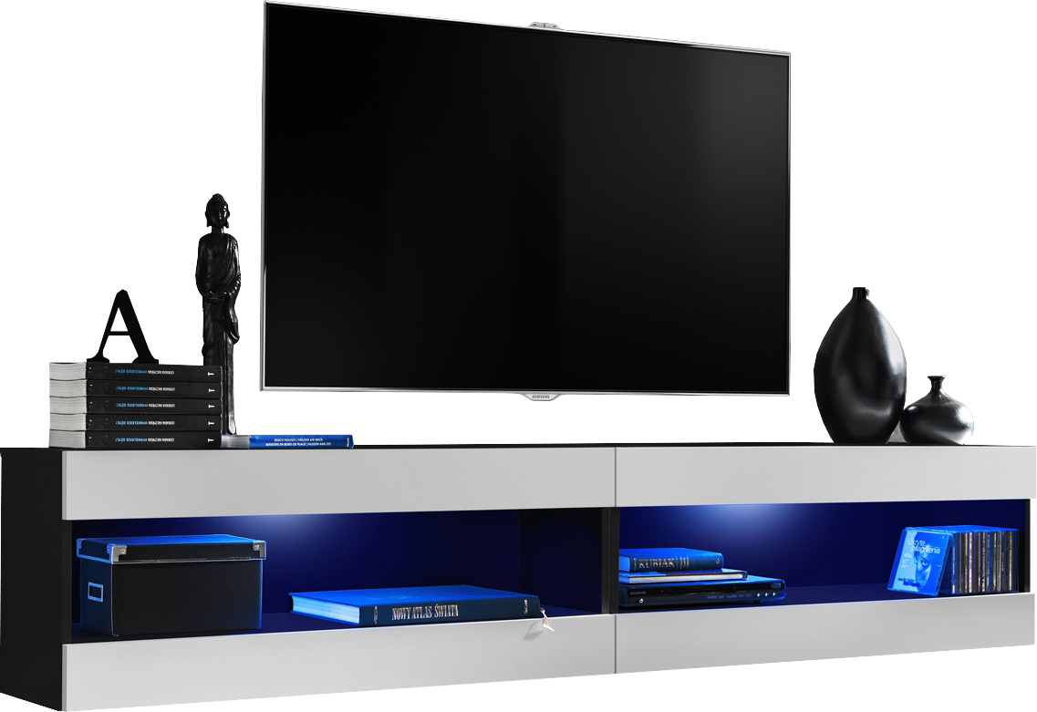 ISETR1590000000L1XXX_00-2 Set Meubles, Tivoli SET4, Noir/Blanc, Largeur 200cm x Hauteur 41cm x Profondeur 35cm, LED Bleu, pour Salon, Chambre à coucher – Image 1