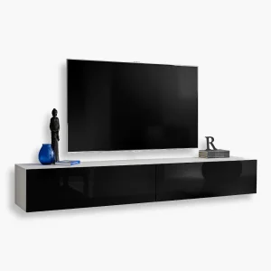 Armoire RTV suspendue Loreto, noir/blanc