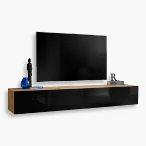 Armoire RTV murale Loreto, Noir/Wotan